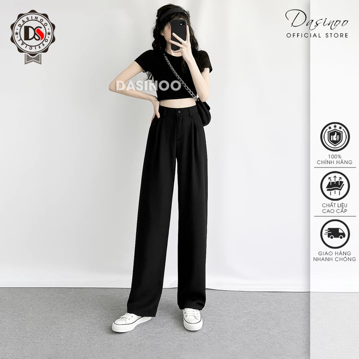Quần Tây Nữ Ống Suông Dasinoo Quần Tây Nữ Lưng Cao Vải Đẹp Xuất Hàn Mặc Đi Học Đi Làm Công Sở Thanh Lịch