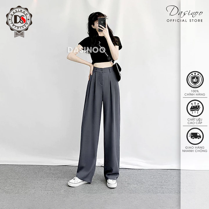 Quần Tây Nữ Ống Suông Dasinoo Quần Tây Nữ Lưng Cao Vải Đẹp Xuất Hàn Mặc Đi Học Đi Làm Công Sở Thanh Lịch