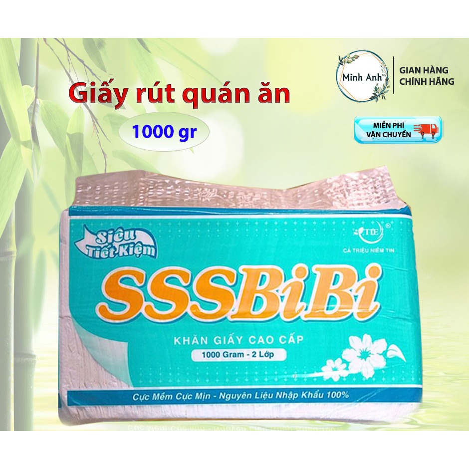 [ Hỏa tốc ] COMBO 10 GÓI - Giấy rút ( 10cm x 10cm ) quán ăn SSSBIBI 1000gr (2 lớp) ( Màu : xanh lá )