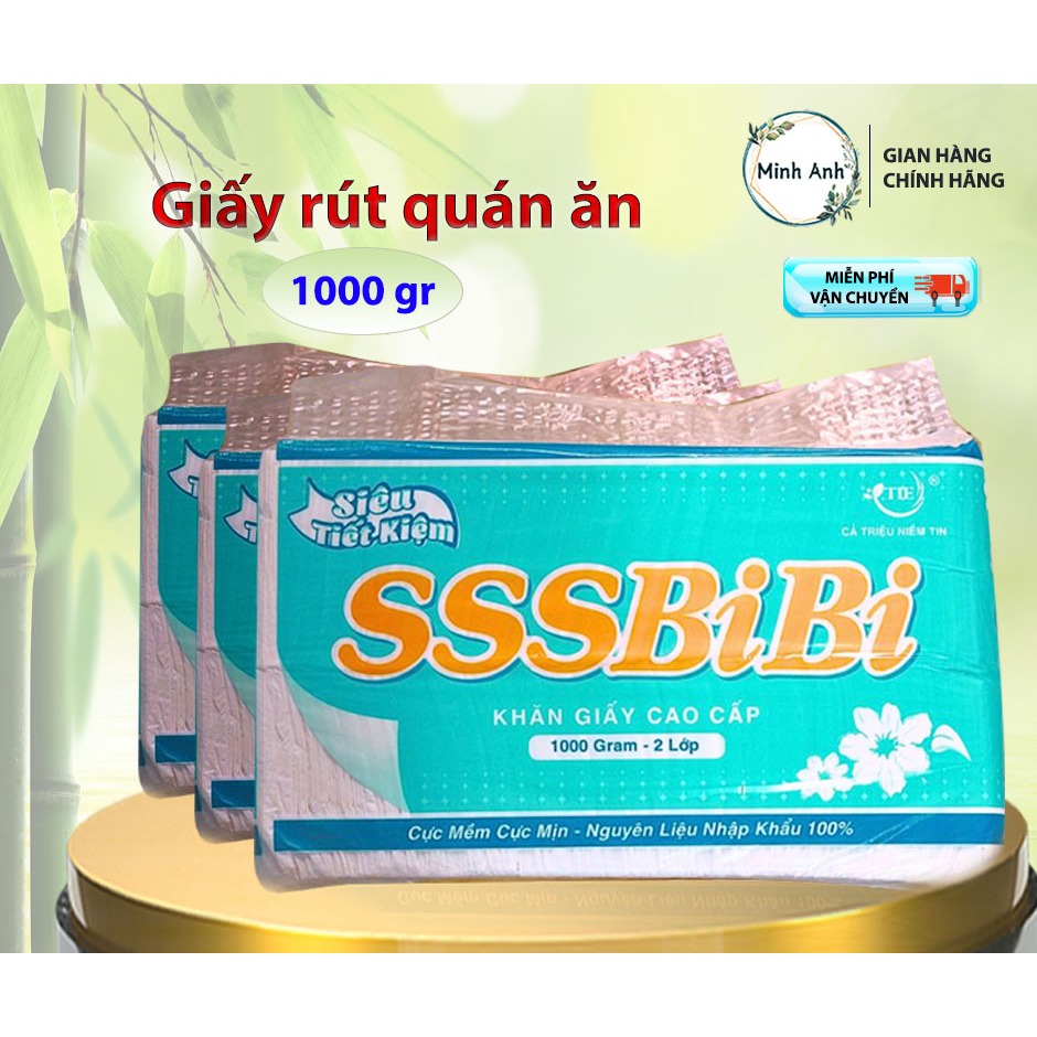 [ Hỏa tốc ] COMBO 10 GÓI - Giấy rút ( 10cm x 10cm ) quán ăn SSSBIBI 1000gr (2 lớp) ( Màu : xanh lá )