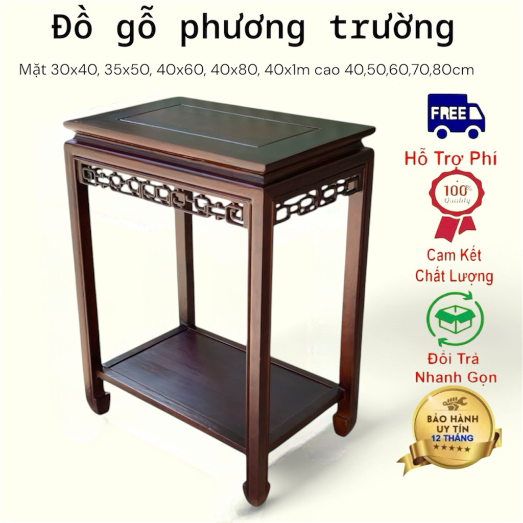 đôn chữ nhật 30x40, 35x50, 40x60 và mặt 40x80 cao 40,50,60,70,80 gỗ lim, hương đá nhiều màu