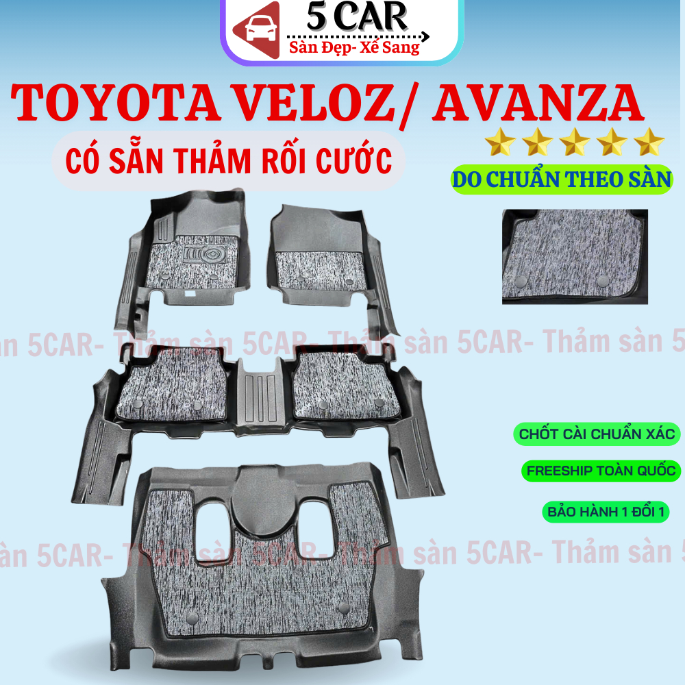 Thảm lót sàn NHỰA 5D TPE Tràn viền có kèm RỐI SẴN xe Toyota Veloz/ Avanza 2020- 2025, dễ dàng vệ sinh, lắp đặt