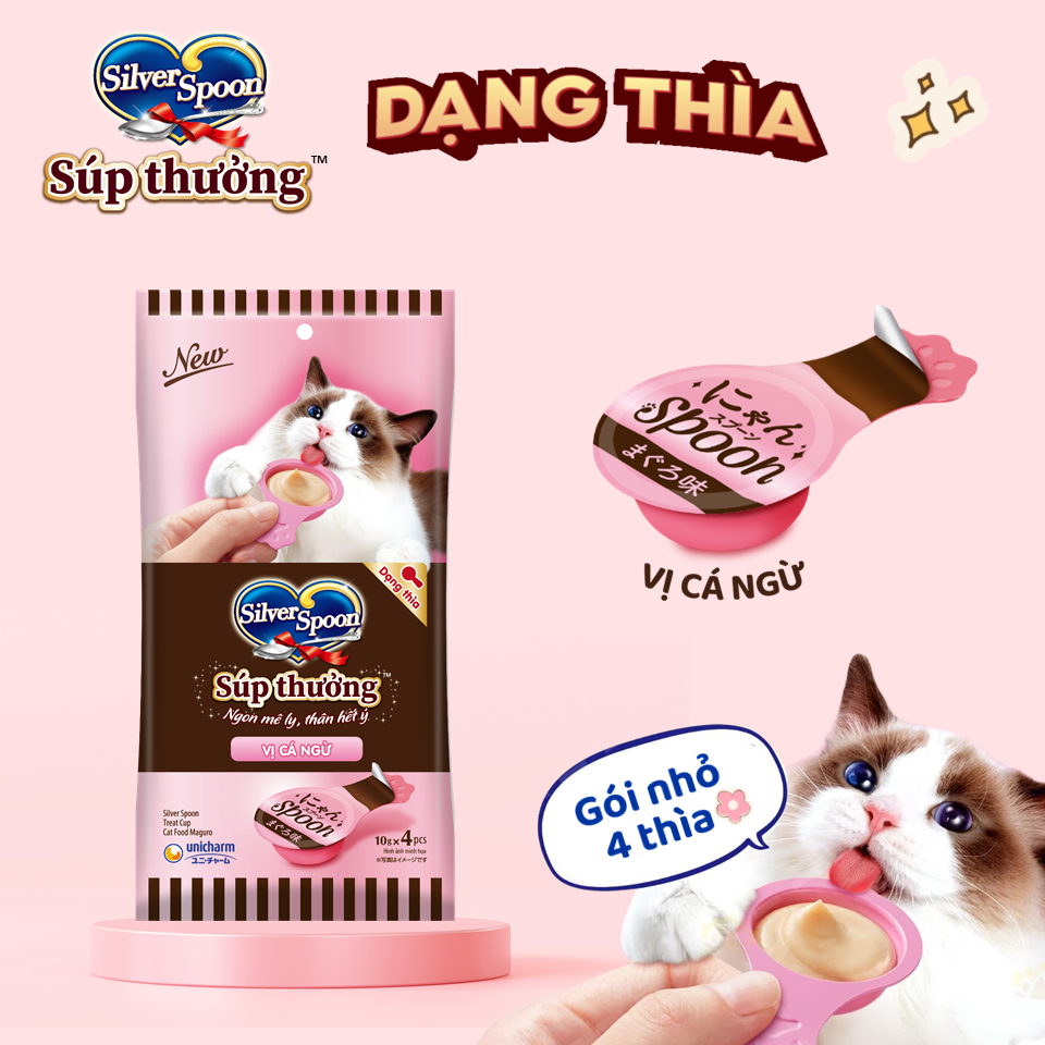 [V] Combo 12 Súp Thưởng Silver Spoon Dạng Thìa Cho Mèo Vị Cá Ngừ/Vị Cá Ngừ Vằn/Vị Thịt Gà/ Hải Sản/Cá Hồi (40g/gói)