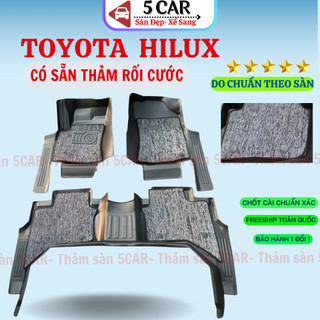 Thảm lót sàn NHỰA 5D TPE Tràn viền có kèm RỐI SẴN xe Toyota Hilux 2015- 2025, dễ dàng vệ sinh, lắp đặt