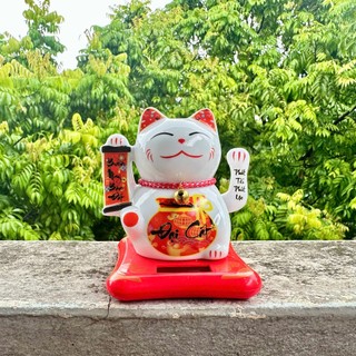 (Mẫu Việt) Mèo Thần Tài Vẫy Tay Năng Lượng Mặt Trời Phát Tài Phát Lộc Gốm Sứ Cao Cấp