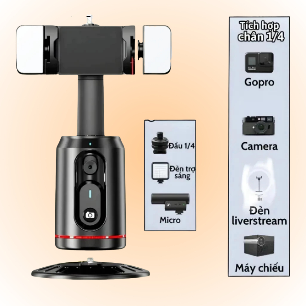 Giá đỡ gimbal Q02 và Q04 tích hợp AI tự động quay 360 theo chủ thể thông minh - phù hợp làm giá đỡ livestream, quay vlog