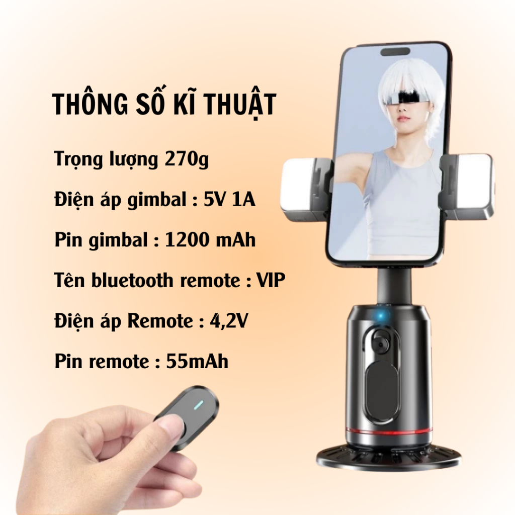 Giá đỡ gimbal Q02 và Q04 tích hợp AI tự động quay 360 theo chủ thể thông minh - phù hợp làm giá đỡ livestream, quay vlog