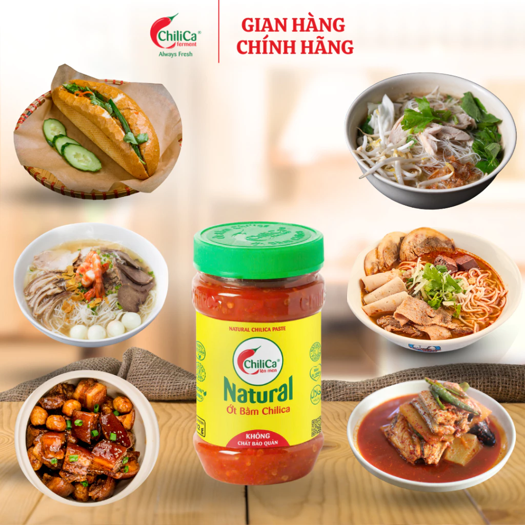 [KHÔNG CBQ] Bộ 3 ChiliCa Natural Chua Cay Thích Ngay: Tương Ớt 255g -Ớt Bằm 212g -Ớt Bằm Có Tỏi 212g