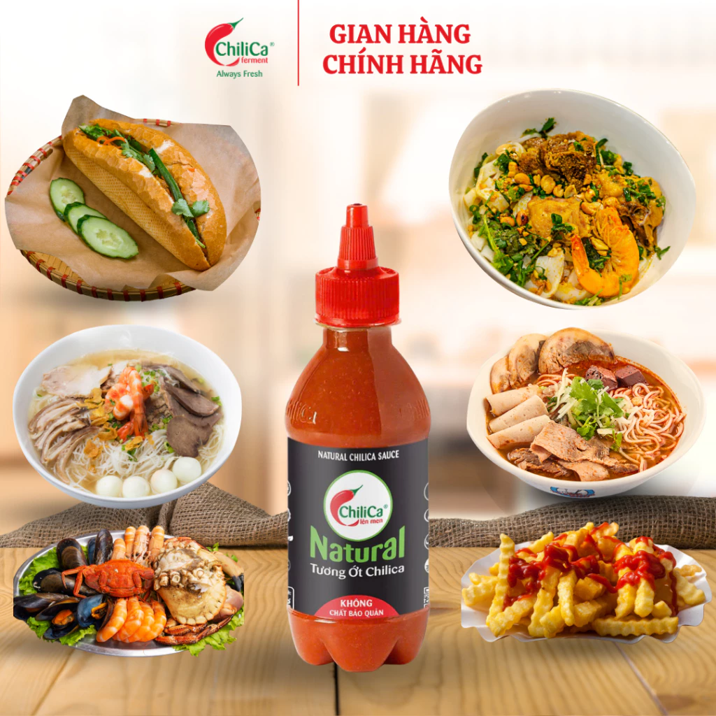 [KHÔNG CBQ] Bộ 3 ChiliCa Natural Chua Cay Thích Ngay: Tương Ớt 255g -Ớt Bằm 212g -Ớt Bằm Có Tỏi 212g