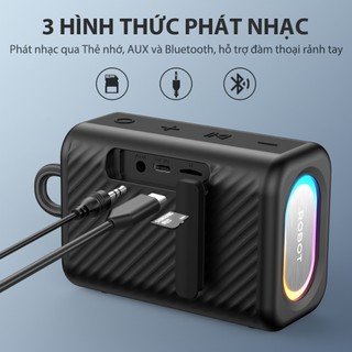Loa Bluetooth Mini ROBOT RB180 Công Suất 5W Đèn Led RGB, Kháng Nước, TWS Tiện Lợi Âm Bass Mạnh - Bảo Hành 1 Đổi 1