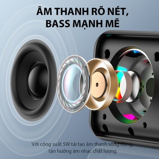Loa Bluetooth Mini ROBOT RB180 Công Suất 5W Đèn Led RGB, Kháng Nước, TWS Tiện Lợi Âm Bass Mạnh - Bảo Hành 1 Đổi 1