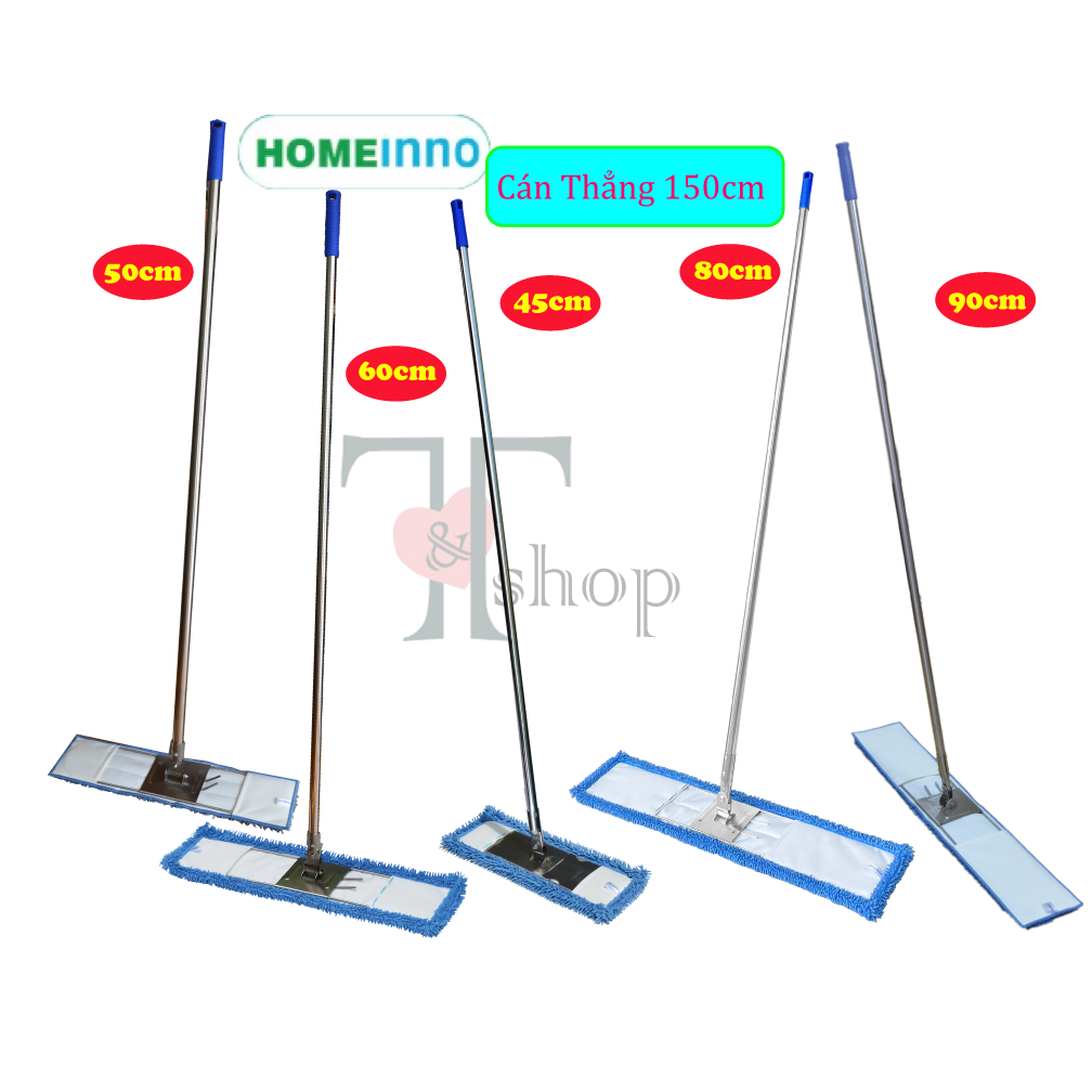 Tổng Hợp Các Size Cây Lau Nhà CÁN THẲNG Dài 150cm Bẹ Inox Tấm Lau San Hô 45cm/ 50cm/ 60cm/ 80cm/ 90cm