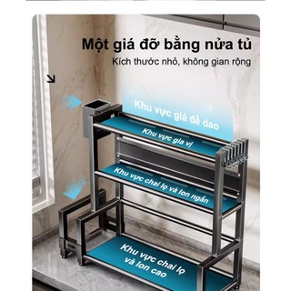 Kệ đựng gia vị đa năng Kệ Gia Vị INOX Ổn định Kệ để gia vị nhà bếp Có giá để thớt và giá để đũa