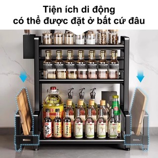 Kệ đựng gia vị đa năng Kệ Gia Vị INOX Ổn định Kệ để gia vị nhà bếp Có giá để thớt và giá để đũa