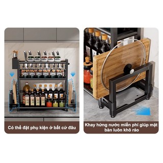 Kệ đựng gia vị đa năng Kệ Gia Vị INOX Ổn định Kệ để gia vị nhà bếp Có giá để thớt và giá để đũa
