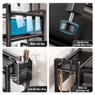 Kệ đựng gia vị đa năng Kệ Gia Vị INOX Ổn định Kệ để gia vị nhà bếp Có giá để thớt và giá để đũa