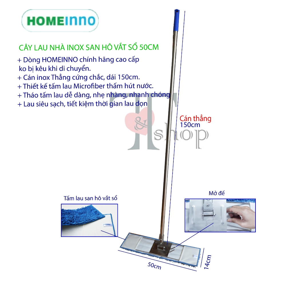 Tổng Hợp Các Size Cây Lau Nhà CÁN THẲNG Dài 150cm Bẹ Inox Tấm Lau San Hô 45cm/ 50cm/ 60cm/ 80cm/ 90cm