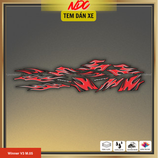 Decal tem xe Winner V3 mẫu ngọn lửa thiết kế trang trí với decal 3 lớp M05