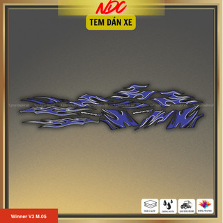 Decal tem xe Winner V3 mẫu ngọn lửa thiết kế trang trí với decal 3 lớp M05