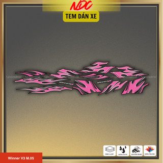 Decal tem xe Winner V3 mẫu ngọn lửa thiết kế trang trí với decal 3 lớp M05