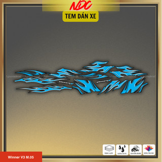 Decal tem xe Winner V3 mẫu ngọn lửa thiết kế trang trí với decal 3 lớp M05
