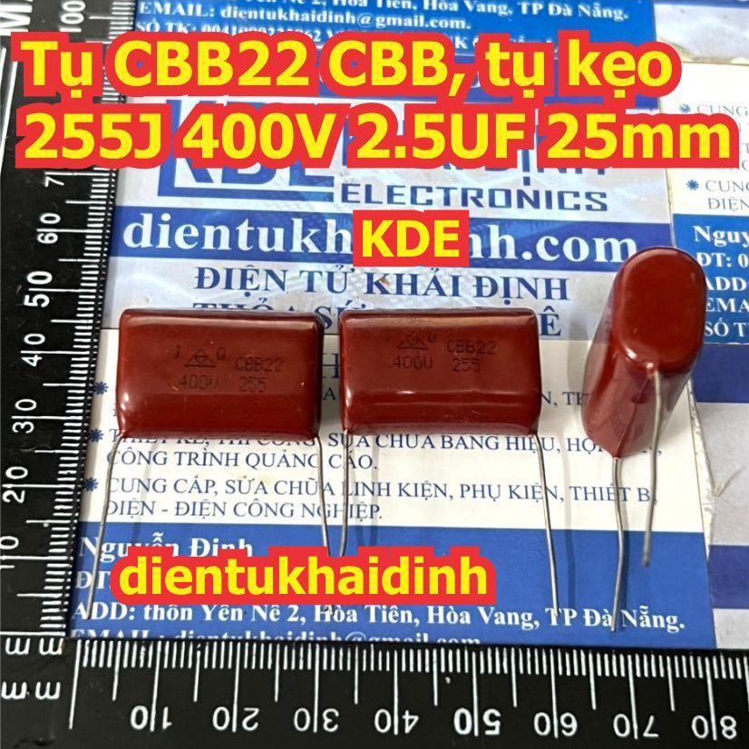 10 con Tụ CBB22 CBB tụ kẹo nâu đỏ 255 255J 400V 2.5UF D=25mm kde4113 ...