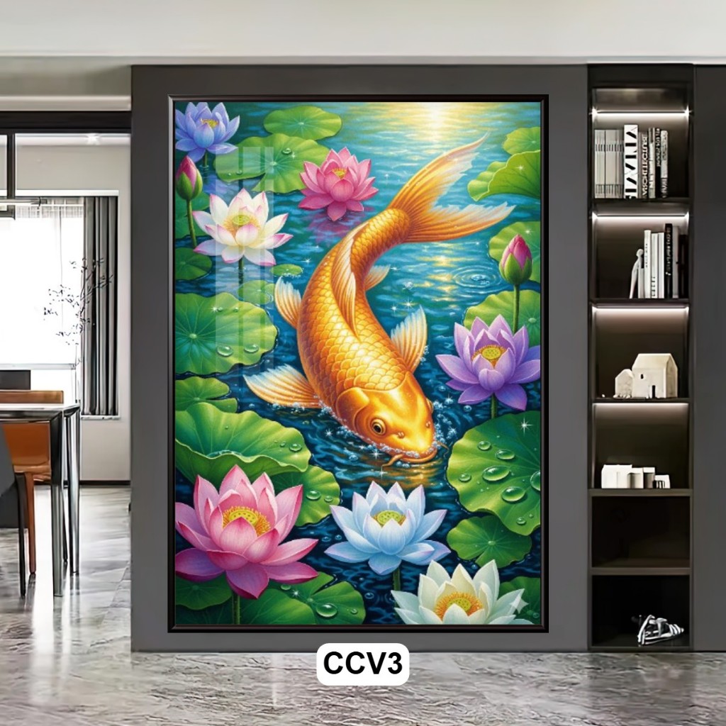 Tranh Tráng Gương Cá Chép Vàng Phong Thủy Đem Lại Tài Lộc May Mắn Sức Khỏe – Tranh Gỗ Decor Nhà Hàng, Khách Sạn
