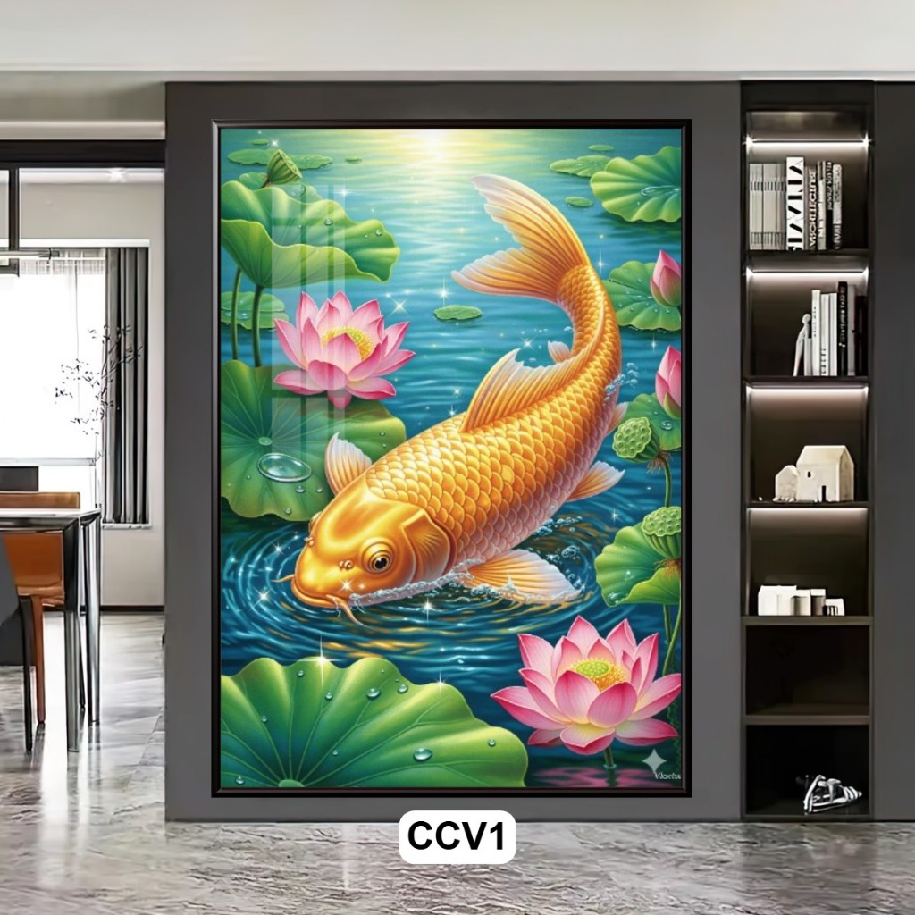 Tranh Tráng Gương Cá Chép Vàng Phong Thủy Đem Lại Tài Lộc May Mắn Sức Khỏe – Tranh Gỗ Decor Nhà Hàng, Khách Sạn