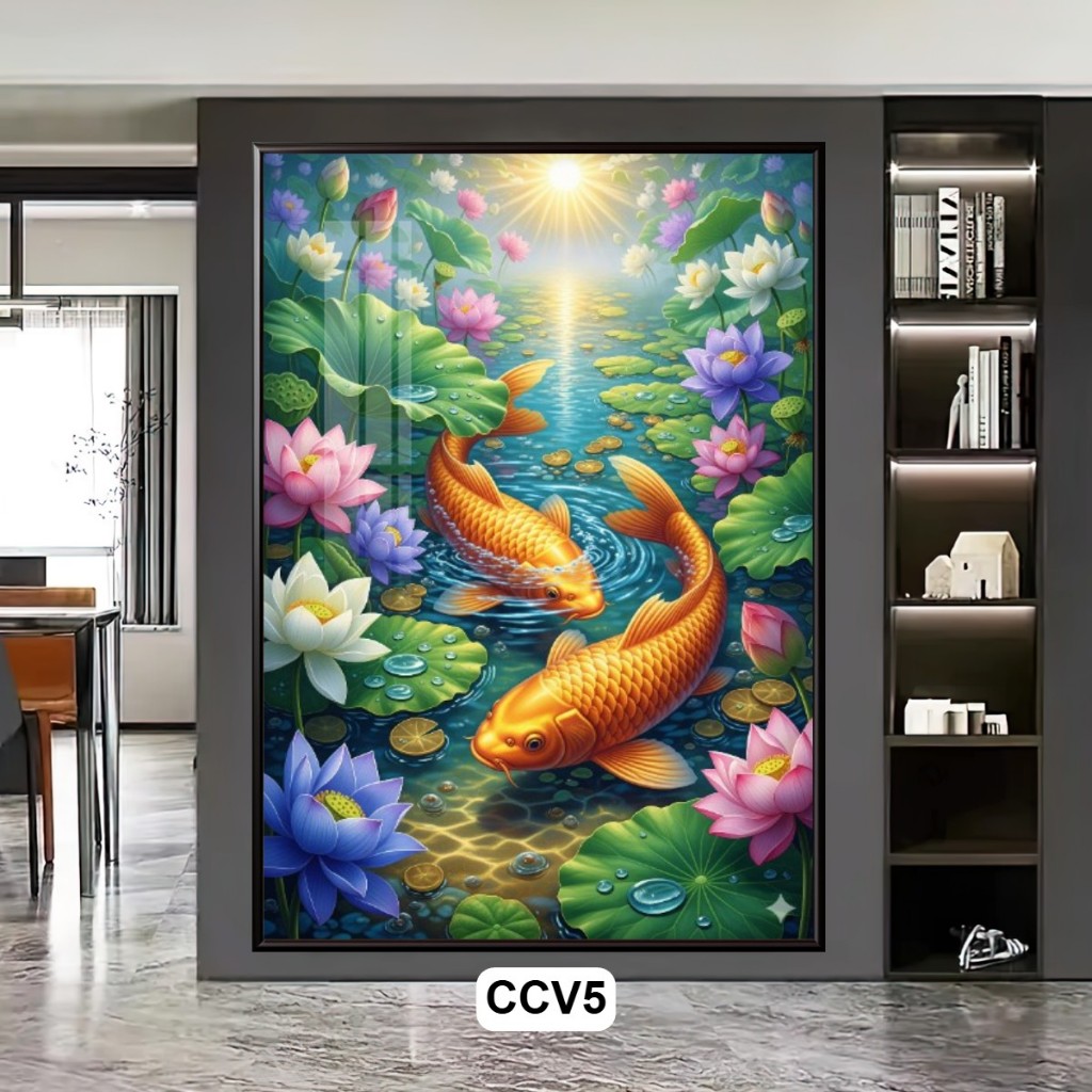 Tranh Tráng Gương Cá Chép Vàng Phong Thủy Đem Lại Tài Lộc May Mắn Sức Khỏe – Tranh Gỗ Decor Nhà Hàng, Khách Sạn