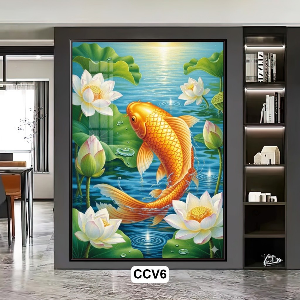 Tranh Tráng Gương Cá Chép Vàng Phong Thủy Đem Lại Tài Lộc May Mắn Sức Khỏe – Tranh Gỗ Decor Nhà Hàng, Khách Sạn