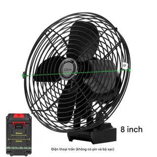 Thân Quạt dùng pin / 2 tốc độ / 2 ổ sạc USB / Lồng quạt 8 inch / Chân pin phổ thông