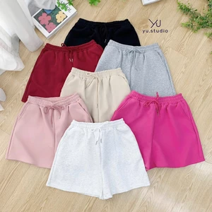 Quần short nữ YUSTUDIO, quần short nỉ nữ, quần short đùi nữ, quần đùi nữ basic chất nỉ 2 da không xù lông mẫu Trơn