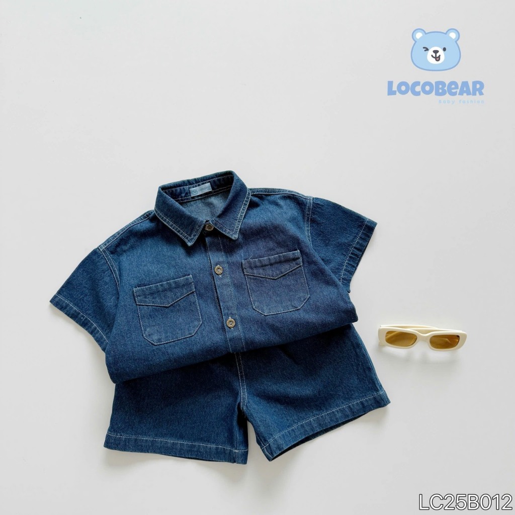 Set jeans 3 chi tiết (áo phông, áo bò, quần) cộc tay bé trai, set bộ đi chơi cá tính