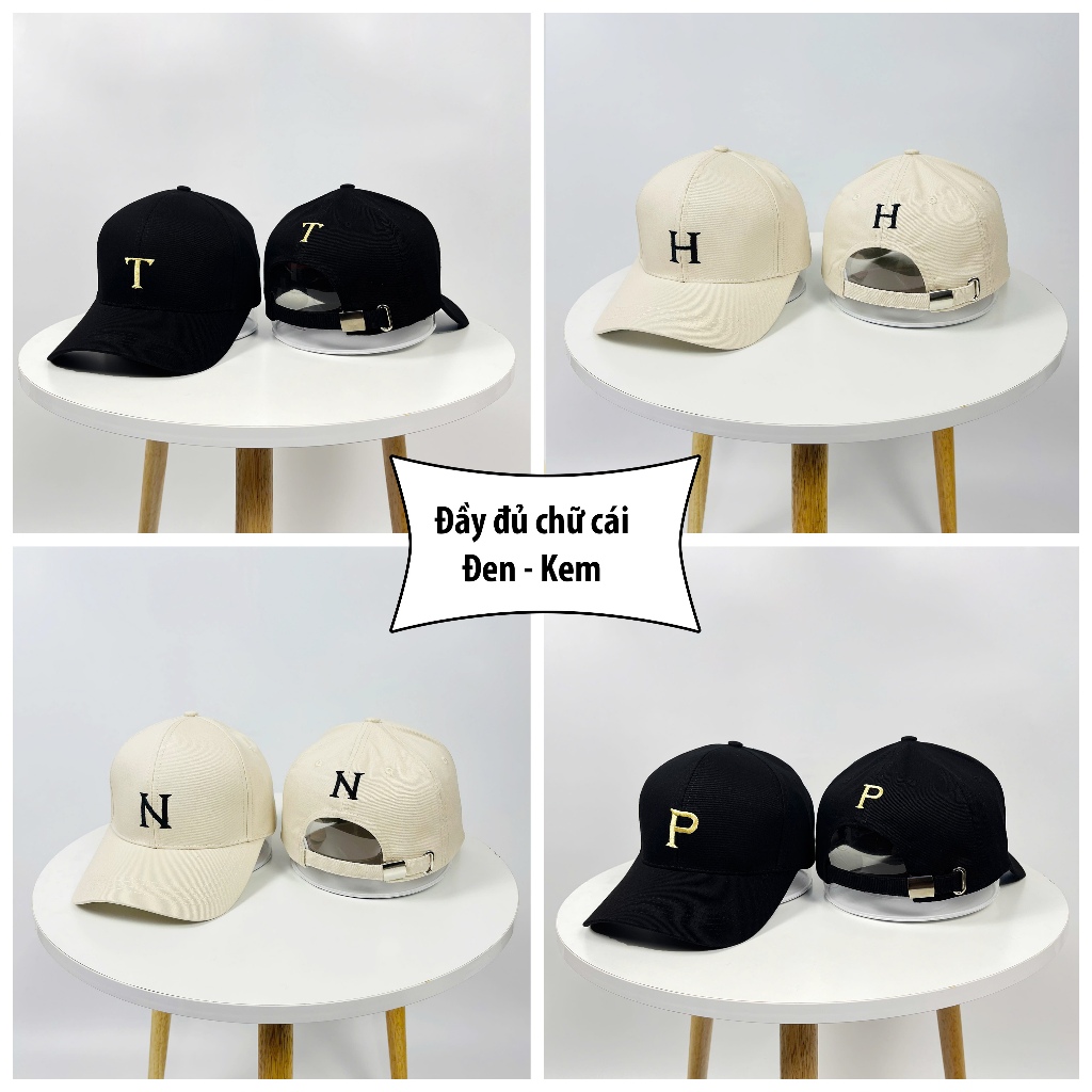 Mũ Lưỡi Trai chữ A, B, H, N, P, T, Q, C, Y, V, K, L chất Kaki Cao Cấp Thời Trang Form Unisex Nam Nữ
