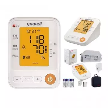 Máy đo huyết áp giọng nói Yuwell YE650D, Vòng bít cứng, màn hình Led, tặng kèm túi đựng quà