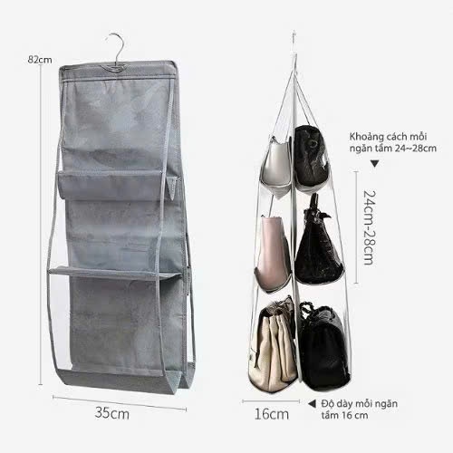 Túi Đựng Túi Xách 6 Ngăn - Túi Bảo Quản Giỏ Xách Chống Bụi