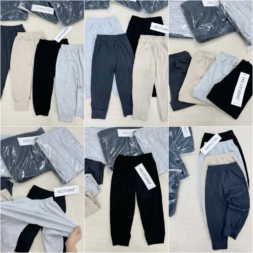 Set 4 quần jogger bé trai HH06 chất zip co giãn – quần trẻ em basic dễ phối đồ, size 90–150 (6–24kg)