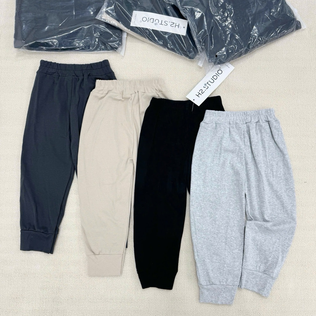 Set 4 quần jogger bé trai HH06 chất zip co giãn – quần trẻ em basic dễ phối đồ, size 90–150 (6–24kg)