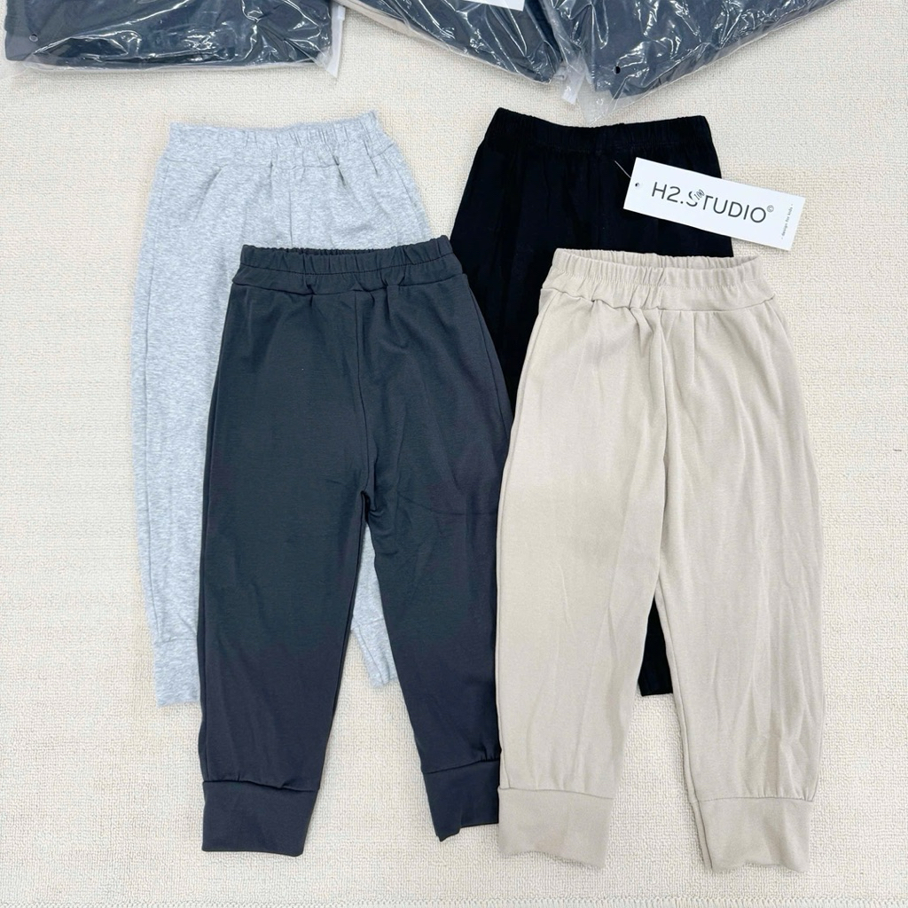 Set 4 quần jogger bé trai HH06 chất zip co giãn – quần trẻ em basic dễ phối đồ, size 90–150 (6–24kg)