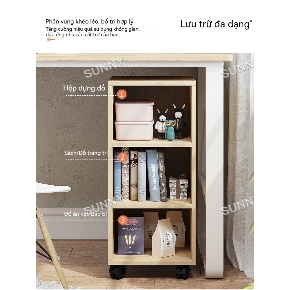 SUNNY Tủ Mini Dưới Bàn Có Bánh Xe - Kệ Gỗ Đựng Tài Liệu, Tủ Lưu Trữ Đa Năng