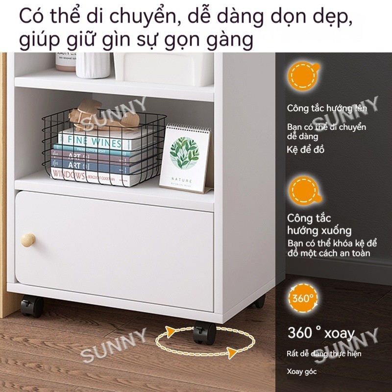 SUNNY Tủ Mini Dưới Bàn Có Bánh Xe - Kệ Gỗ Đựng Tài Liệu, Tủ Lưu Trữ Đa Năng