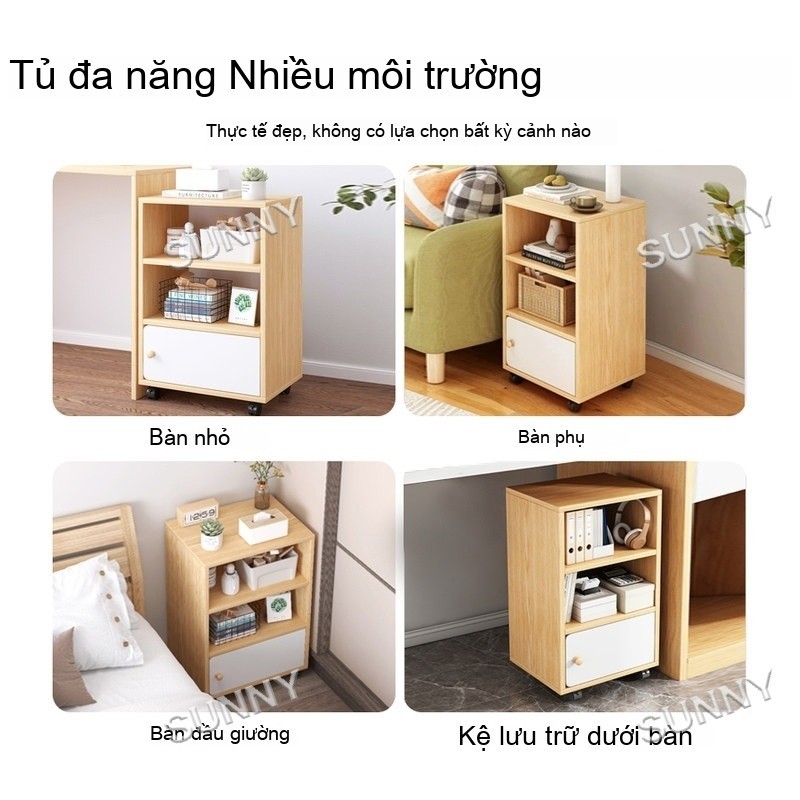 SUNNY Tủ Mini Dưới Bàn Có Bánh Xe - Kệ Gỗ Đựng Tài Liệu, Tủ Lưu Trữ Đa Năng