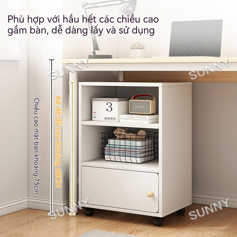SUNNY Tủ Mini Dưới Bàn Có Bánh Xe - Kệ Gỗ Đựng Tài Liệu, Tủ Lưu Trữ Đa Năng