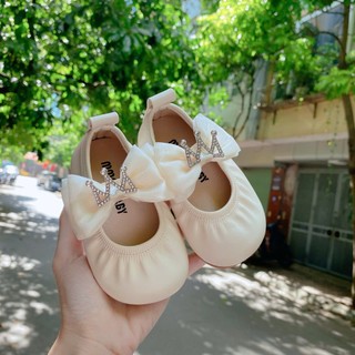Giày búp bê tập đi vương miện phối nơ cho bé gái 0-2 tuổi K015