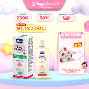 Dầu Massage Chiết Xuất Hạt Bông Cho Bé Chicco 200ml – Dưỡng Da Mềm Mại, An Toàn Từ Thiên Nhiên SSVL