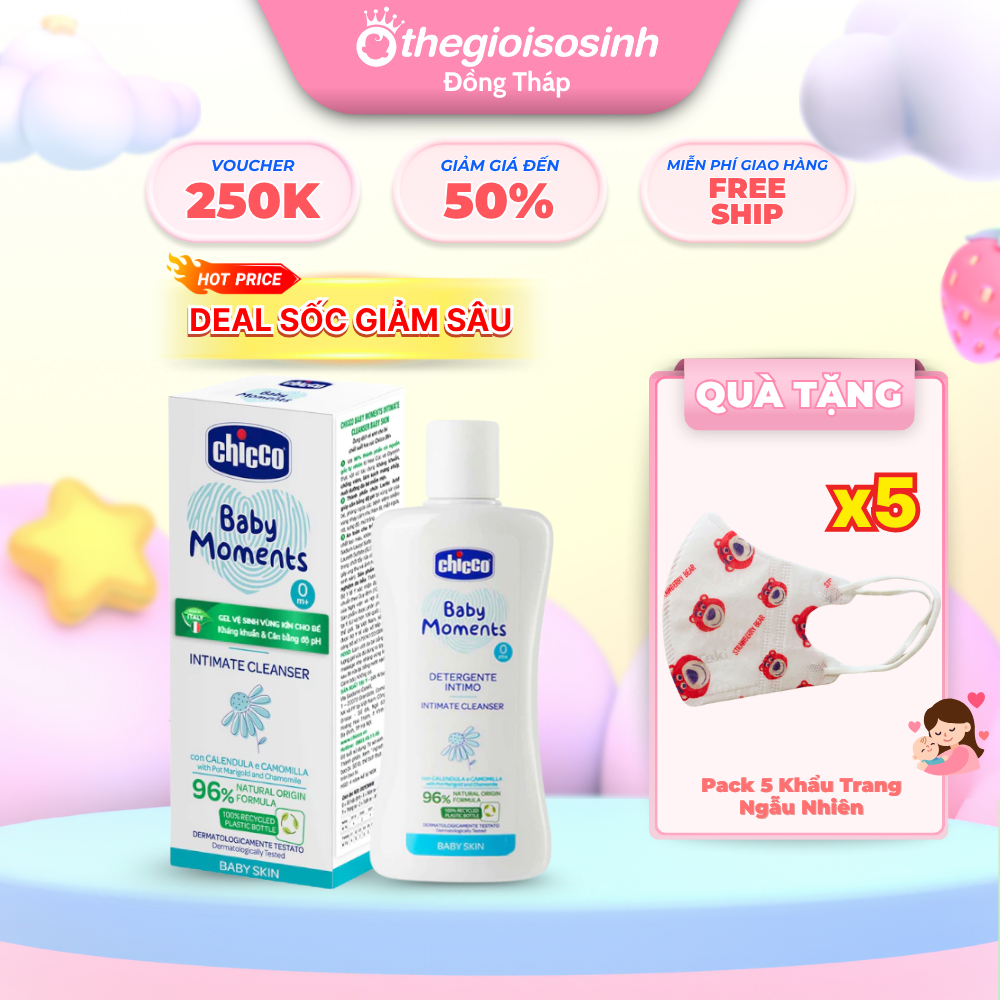 Gel Vệ Sinh Chicco Cho Bé Chiết Xuất Hoa Cúc Chicco 0M+ – Dịu Nhẹ Cho Bé Yêu Từ Sơ Sinh SSĐT