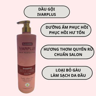 Cặp dầu gội xả IVARPLUS Keratin Mềm Mượt Phục Hồi Tóc 1000ml Hương Nước Hoa Phục Hồi Hư Tổn,Kích Thích Mọc Tóc