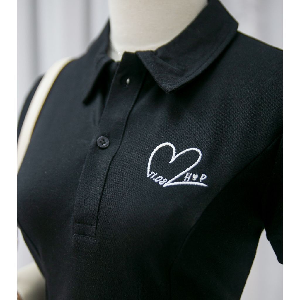 Set đồ đôi áo polo nam & váy có cổ nữ thêu moni theo yêu cầu làm quà tặng kỷ niệm, sinh nhật vải cotton cao cấp