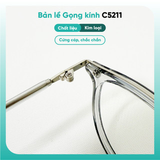Gọng kính tròn mắt mèo nhẹ thời trang nữ KAO Plus chất liệu nhựa kết hợp kim loại C5211
