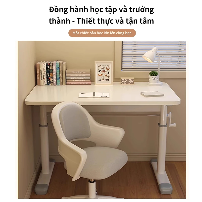 ICON  Bàn Học Thông Minh Chống Gù Nâng Hạ Tay Quay Cao 90cm - Mặt Gỗ Chống Trầy Chịu Lực Tốt - Chuyên Dụng Cho Học Tập